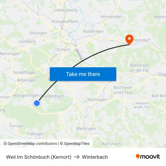 Weil Im Schönbuch (Kernort) to Winterbach map