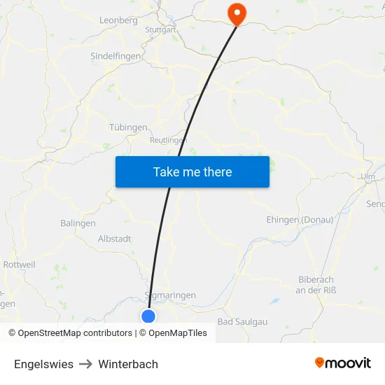 Engelswies to Winterbach map