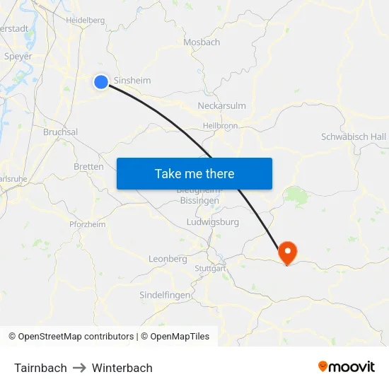 Tairnbach to Winterbach map