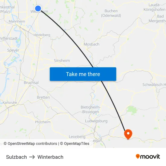 Sulzbach to Winterbach map