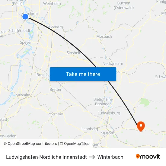 Ludwigshafen-Nördliche Innenstadt to Winterbach map
