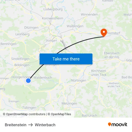 Breitenstein to Winterbach map