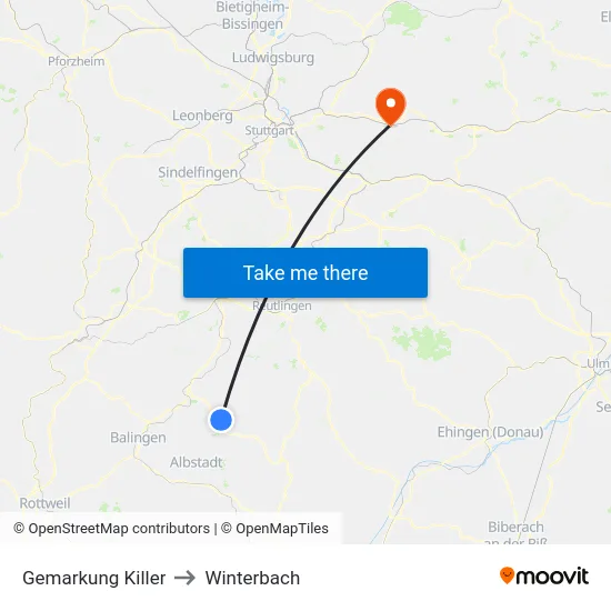 Gemarkung Killer to Winterbach map
