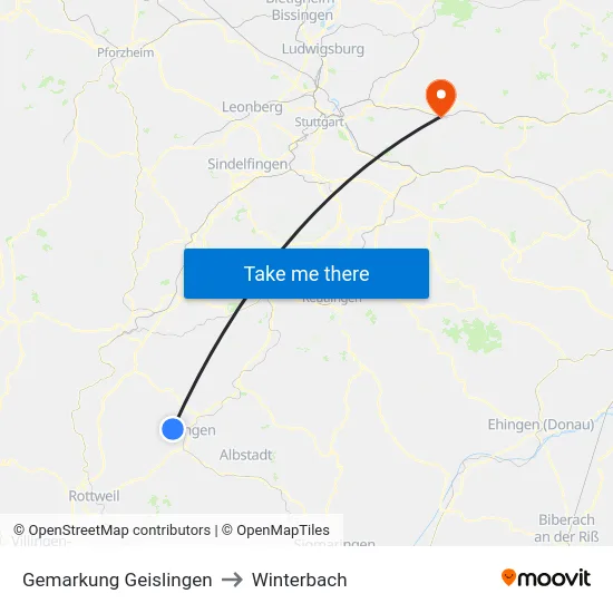 Gemarkung Geislingen to Winterbach map