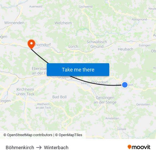 Böhmenkirch to Winterbach map