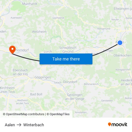 Aalen to Winterbach map