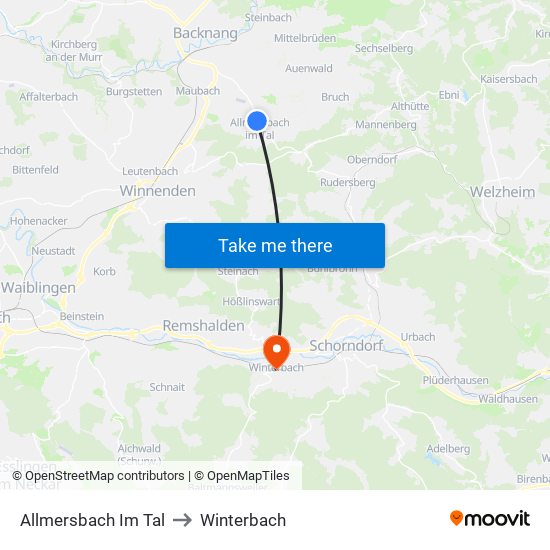 Allmersbach Im Tal to Winterbach map
