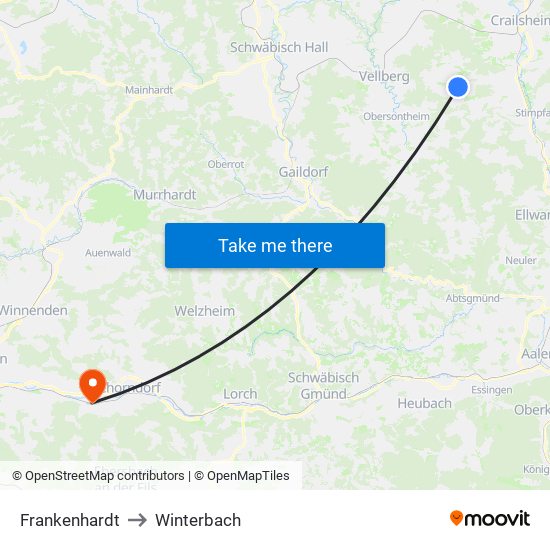 Frankenhardt to Winterbach map