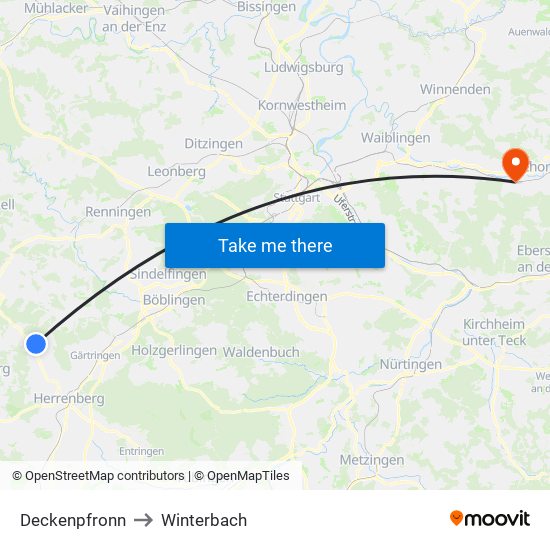 Deckenpfronn to Winterbach map