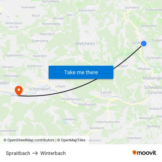 Spraitbach to Winterbach map