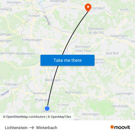 Lichtenstein to Winterbach map