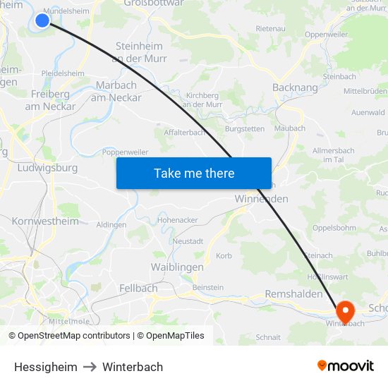 Hessigheim to Winterbach map
