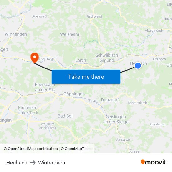 Heubach to Winterbach map