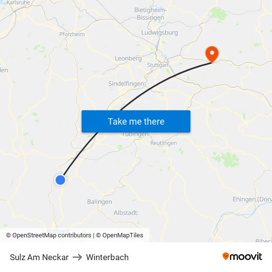 Sulz Am Neckar to Winterbach map