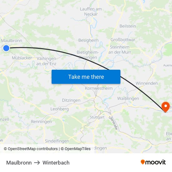 Maulbronn to Winterbach map
