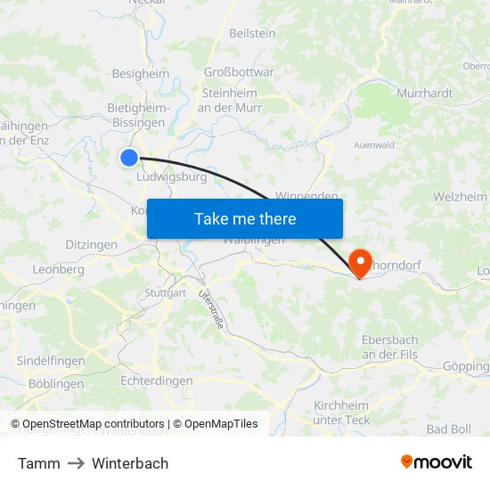 Tamm to Winterbach map