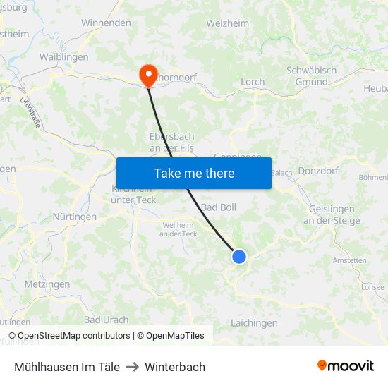 Mühlhausen Im Täle to Winterbach map