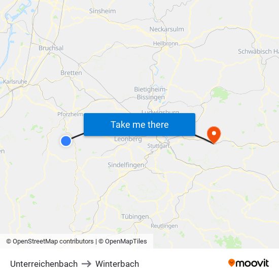 Unterreichenbach to Winterbach map
