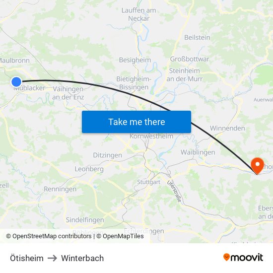 Ötisheim to Winterbach map