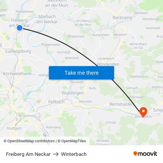 Freiberg Am Neckar to Winterbach map