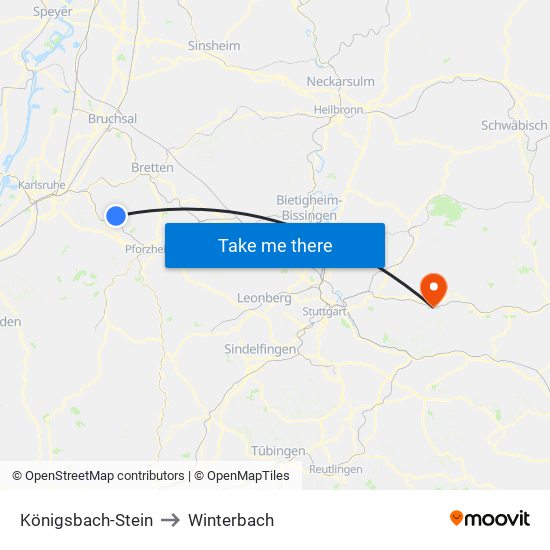 Königsbach-Stein to Winterbach map