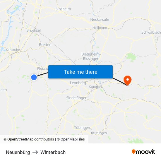 Neuenbürg to Winterbach map