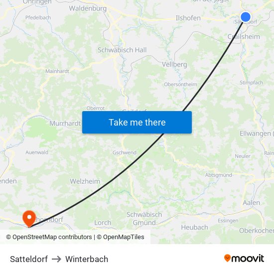 Satteldorf to Winterbach map