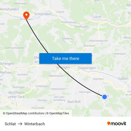 Schlat to Winterbach map