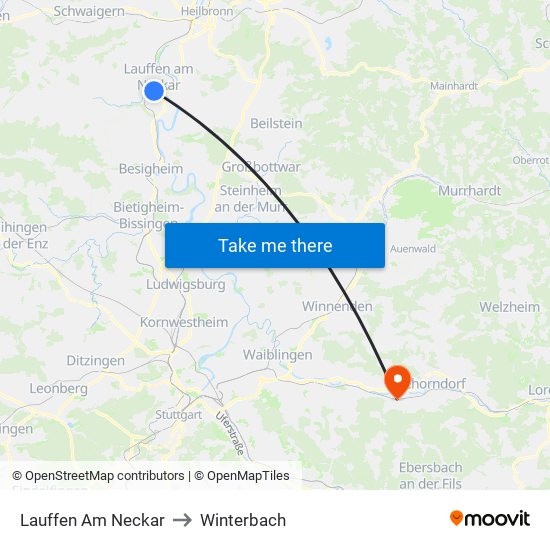 Lauffen Am Neckar to Winterbach map