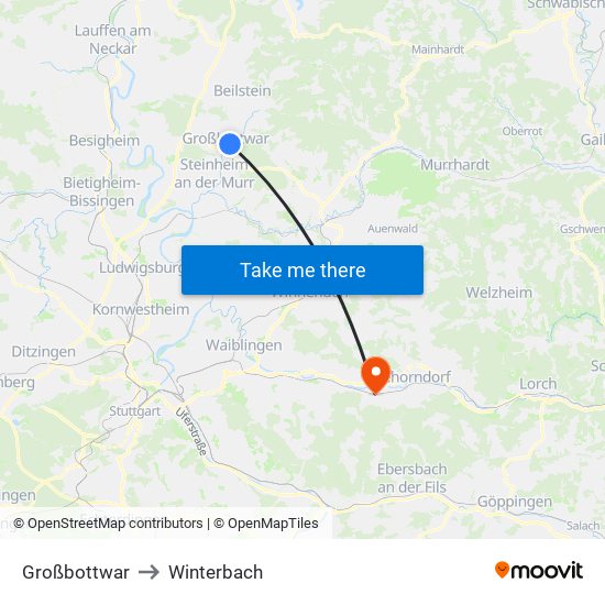 Großbottwar to Winterbach map