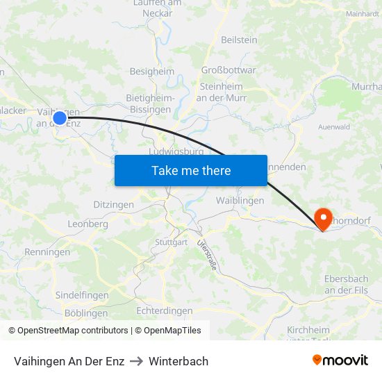 Vaihingen An Der Enz to Winterbach map