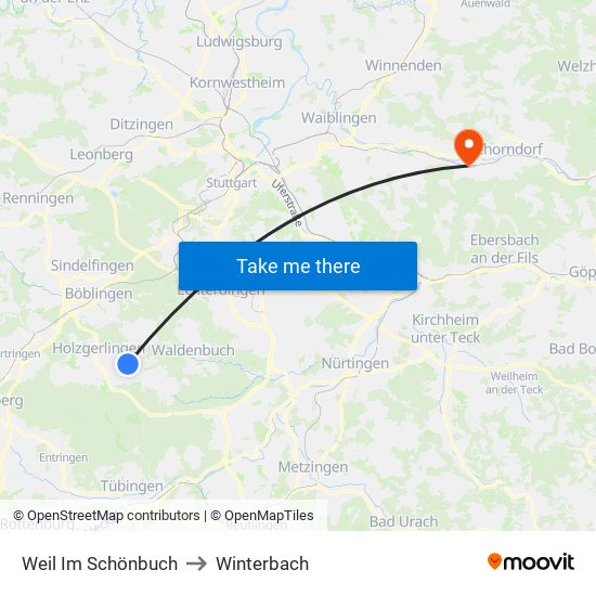 Weil Im Schönbuch to Winterbach map