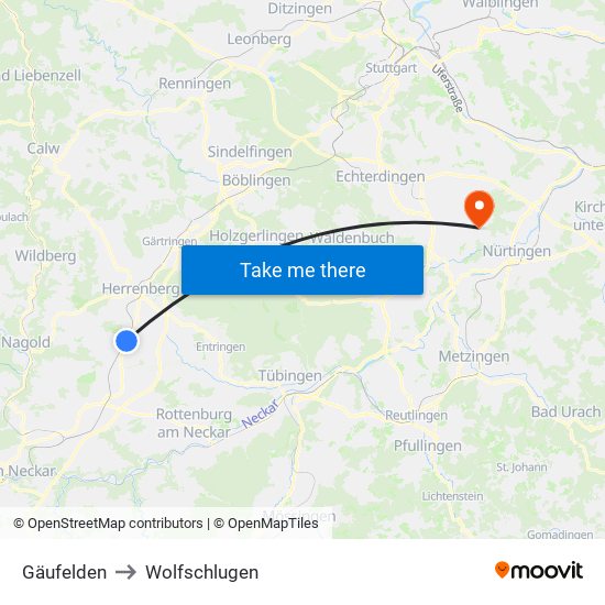 Gäufelden to Wolfschlugen map