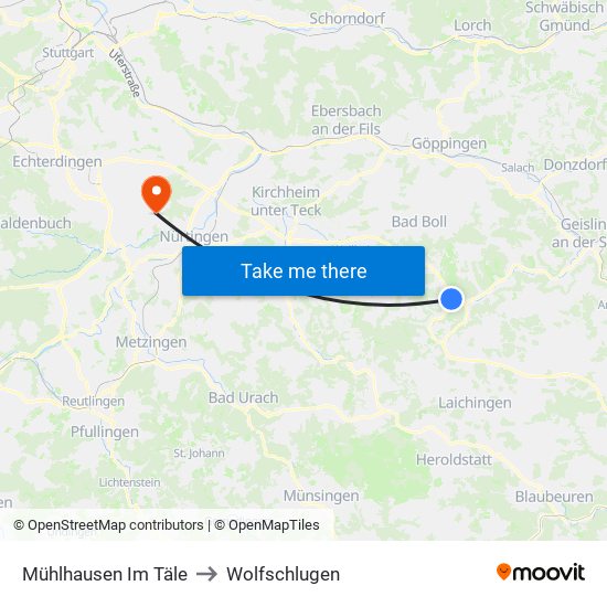 Mühlhausen Im Täle to Wolfschlugen map