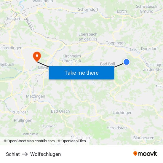 Schlat to Wolfschlugen map