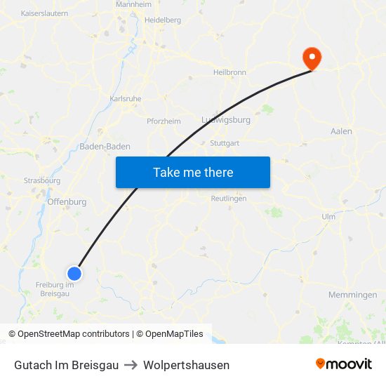 Gutach Im Breisgau to Wolpertshausen map
