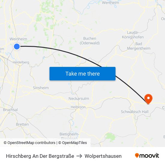 Hirschberg An Der Bergstraße to Wolpertshausen map