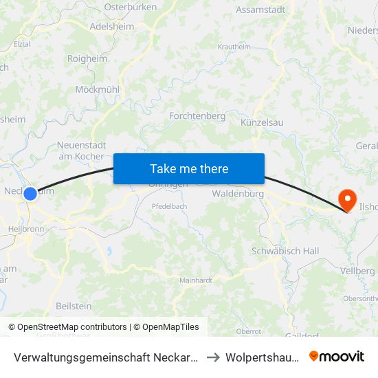 Verwaltungsgemeinschaft Neckarsulm to Wolpertshausen map