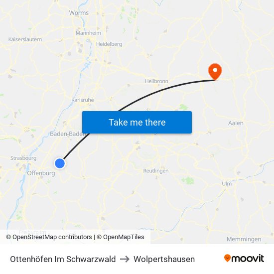 Ottenhöfen Im Schwarzwald to Wolpertshausen map