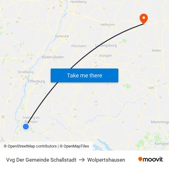 Vvg Der Gemeinde Schallstadt to Wolpertshausen map