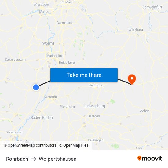 Rohrbach to Wolpertshausen map