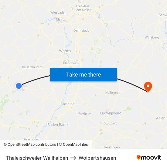 Thaleischweiler-Wallhalben to Wolpertshausen map