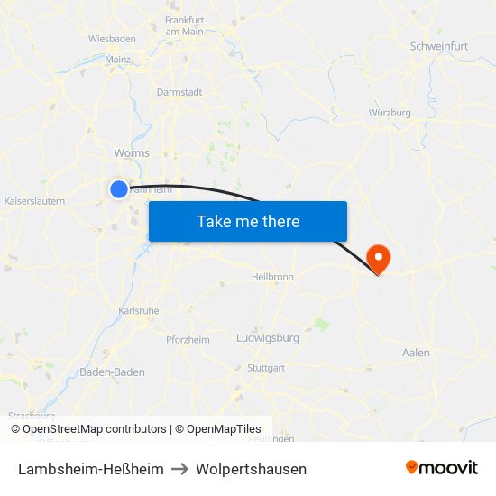 Lambsheim-Heßheim to Wolpertshausen map