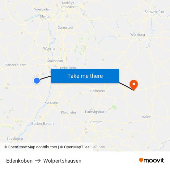 Edenkoben to Wolpertshausen map