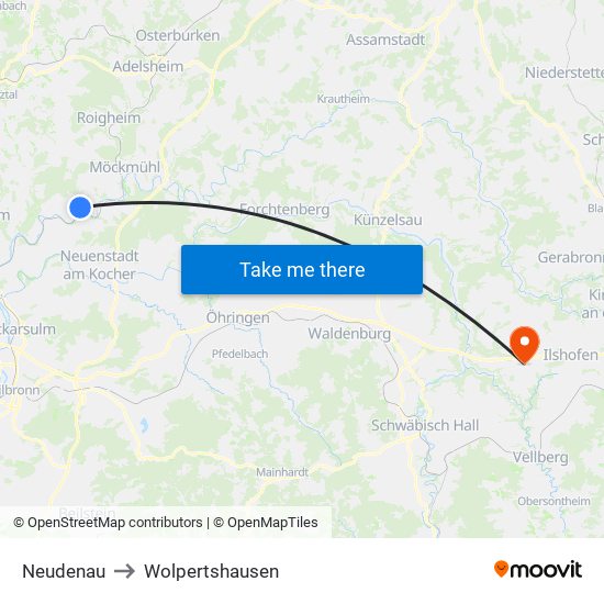 Neudenau to Wolpertshausen map