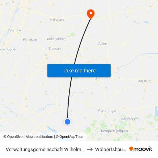 Verwaltungsgemeinschaft Wilhelmsdorf to Wolpertshausen map