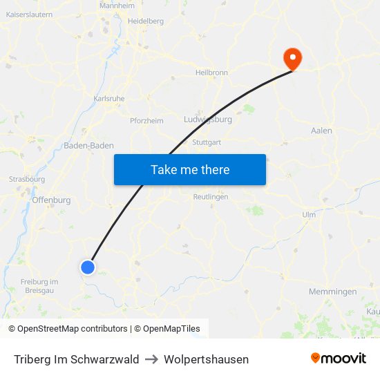 Triberg Im Schwarzwald to Wolpertshausen map