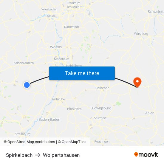 Spirkelbach to Wolpertshausen map