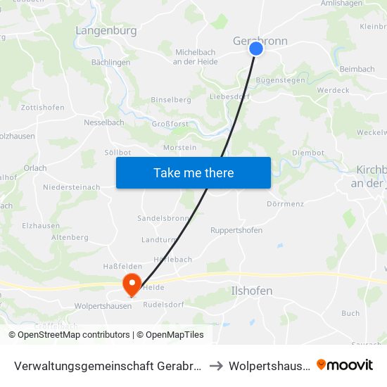 Verwaltungsgemeinschaft Gerabronn to Wolpertshausen map