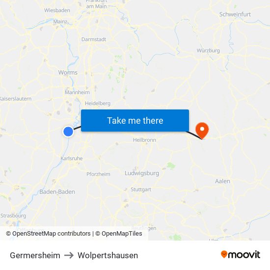 Germersheim to Wolpertshausen map
